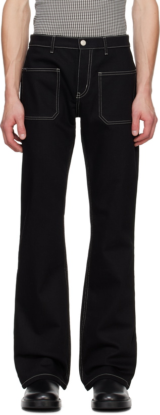 Photo: Courrèges Black 2-Pocket Topstitched Bootcut Jeans
