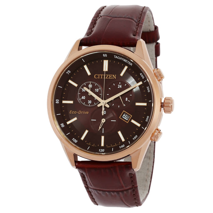 Photo: Citizen Eco-Drive Chronograph Brown Dial Mens Watch AT2573-07X