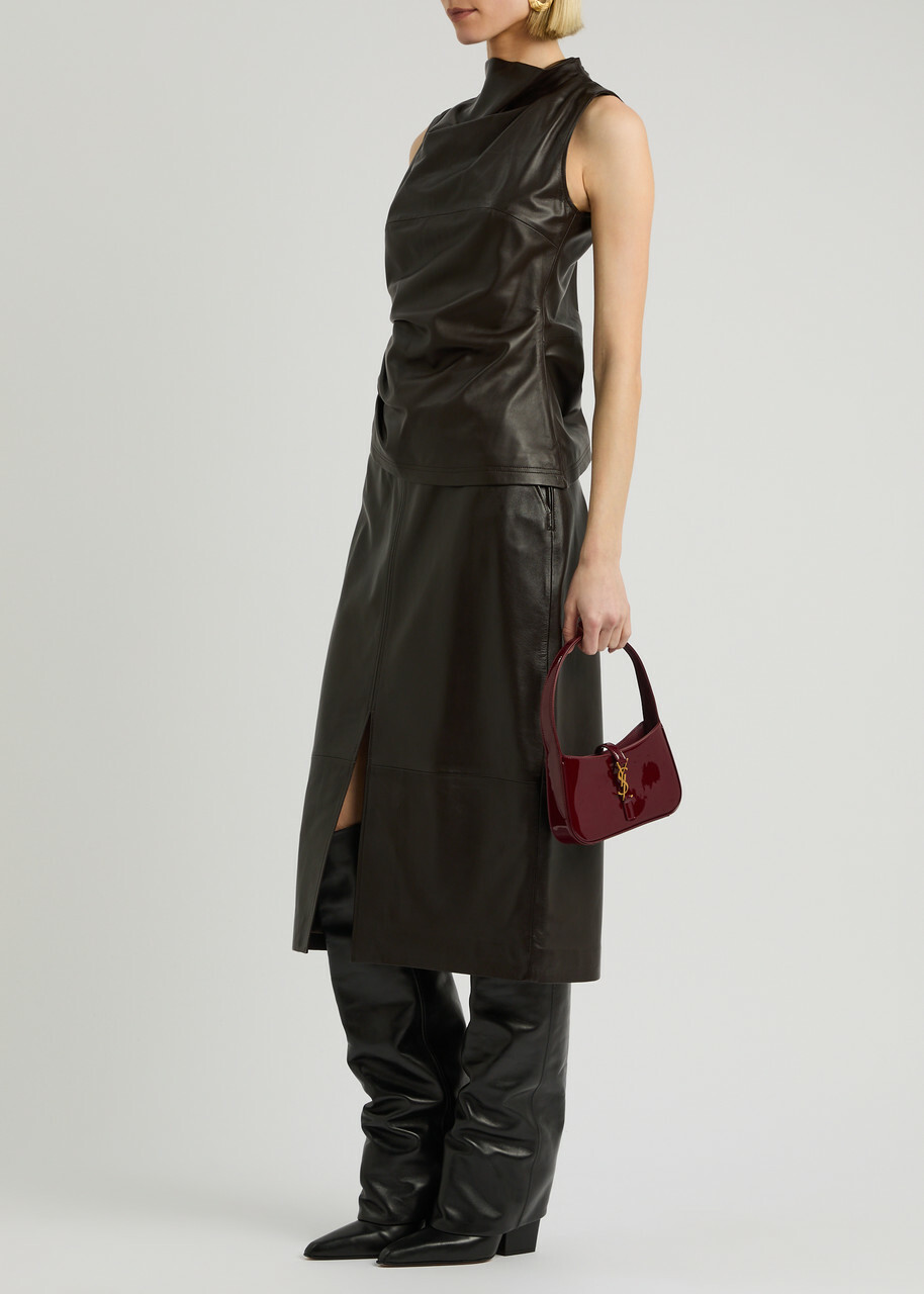 Arma Arkina Panelled Leather Midi Skirt Brown