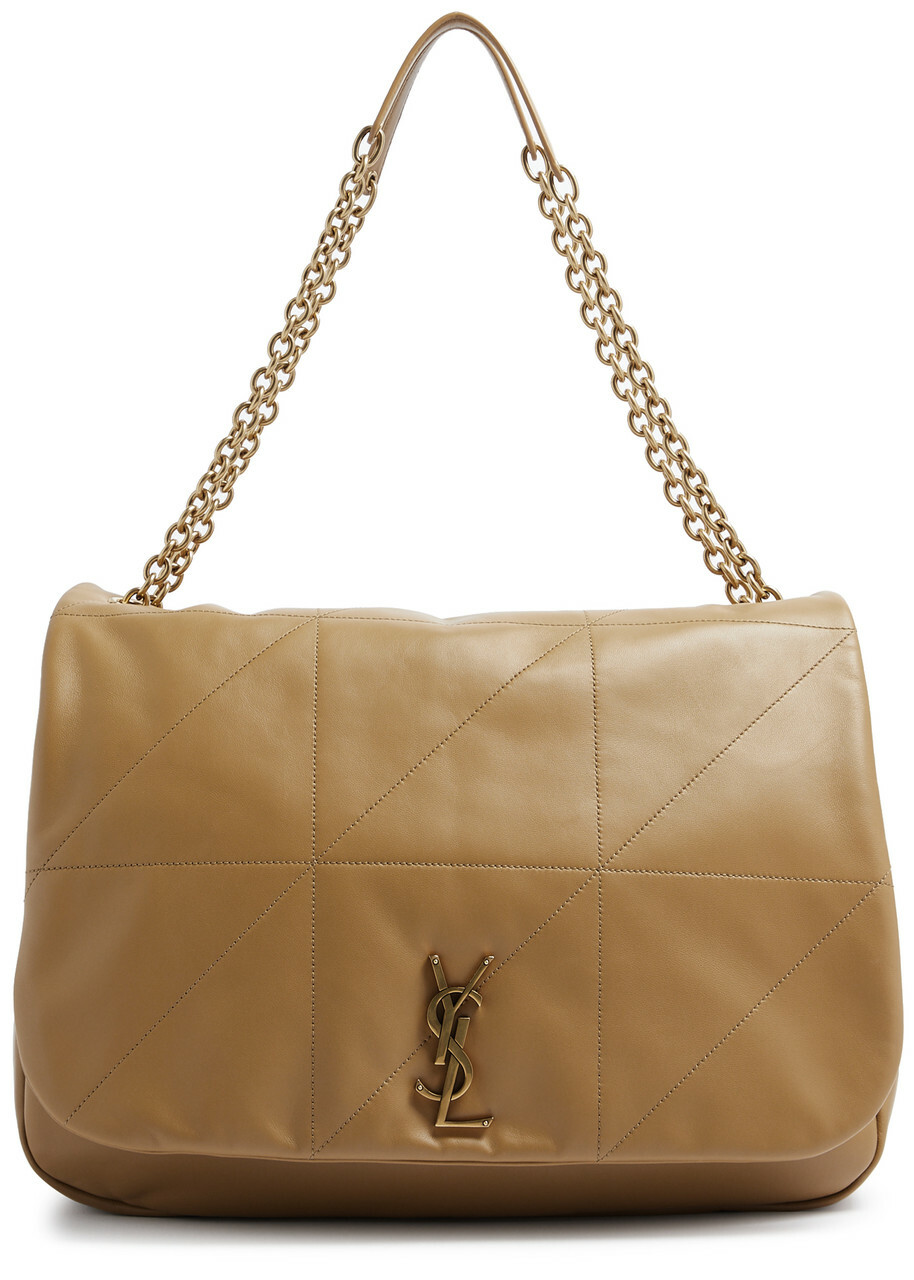Saint Laurent - Women's Camel Jamie XL Leather Shoulder bag - Quilted, Two Chain & Leather Shoulder Strap - One Size