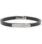 SAINT LAURENT - Logo-Engraved Leather and Silver-Tone Bracelet - Black
