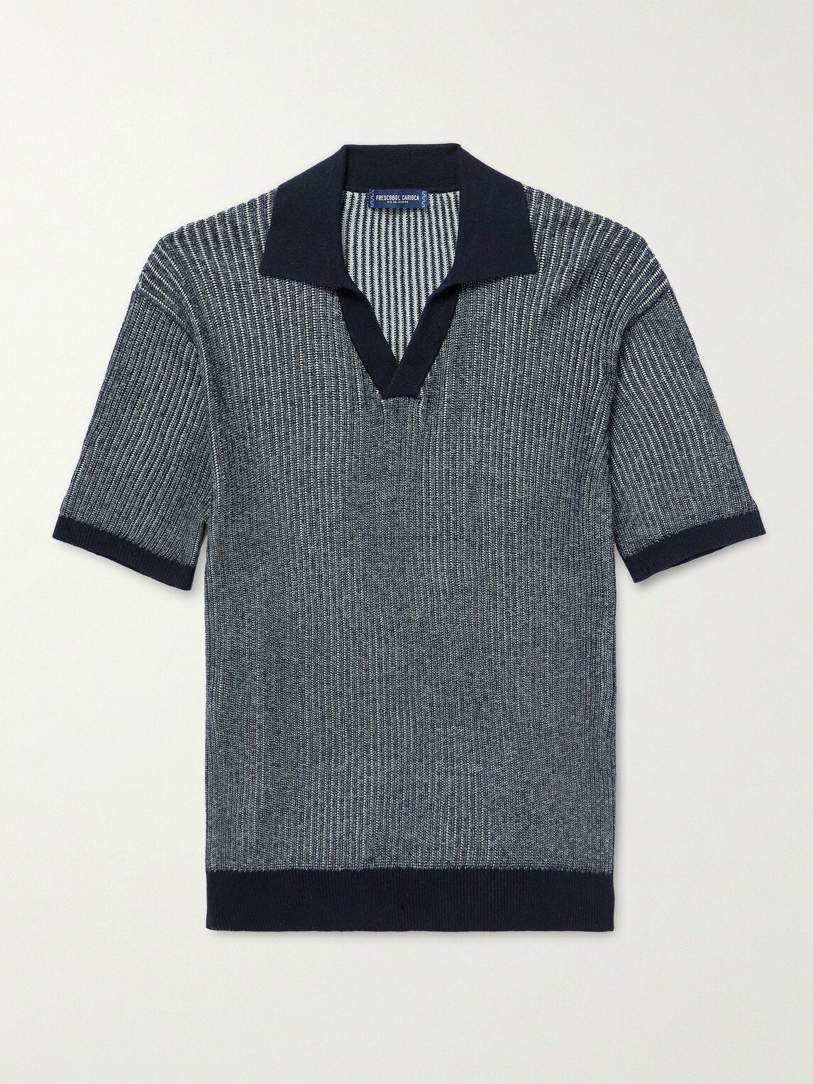Frescobol Carioca - Rino Ribbed-Knit Cotton-Blend Polo Shirt - Blue