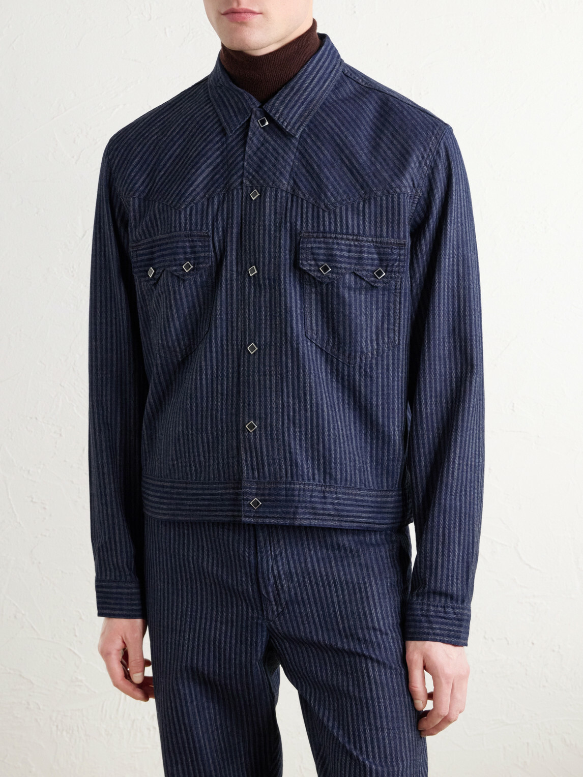RRL - Western Striped Cotton-Jacquard Broken-Twill Overshirt - Blue