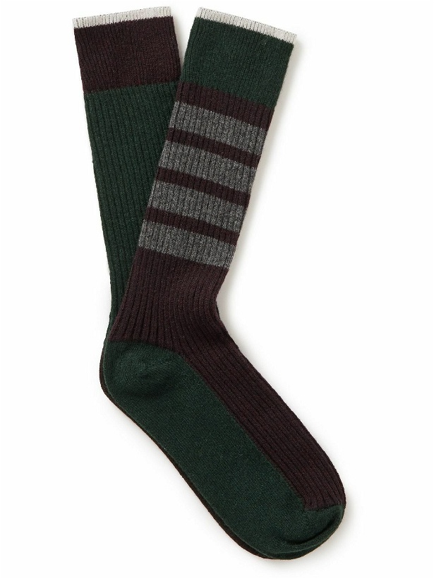 Photo: Thom Browne - Striped Ribbed Cashmere Socks