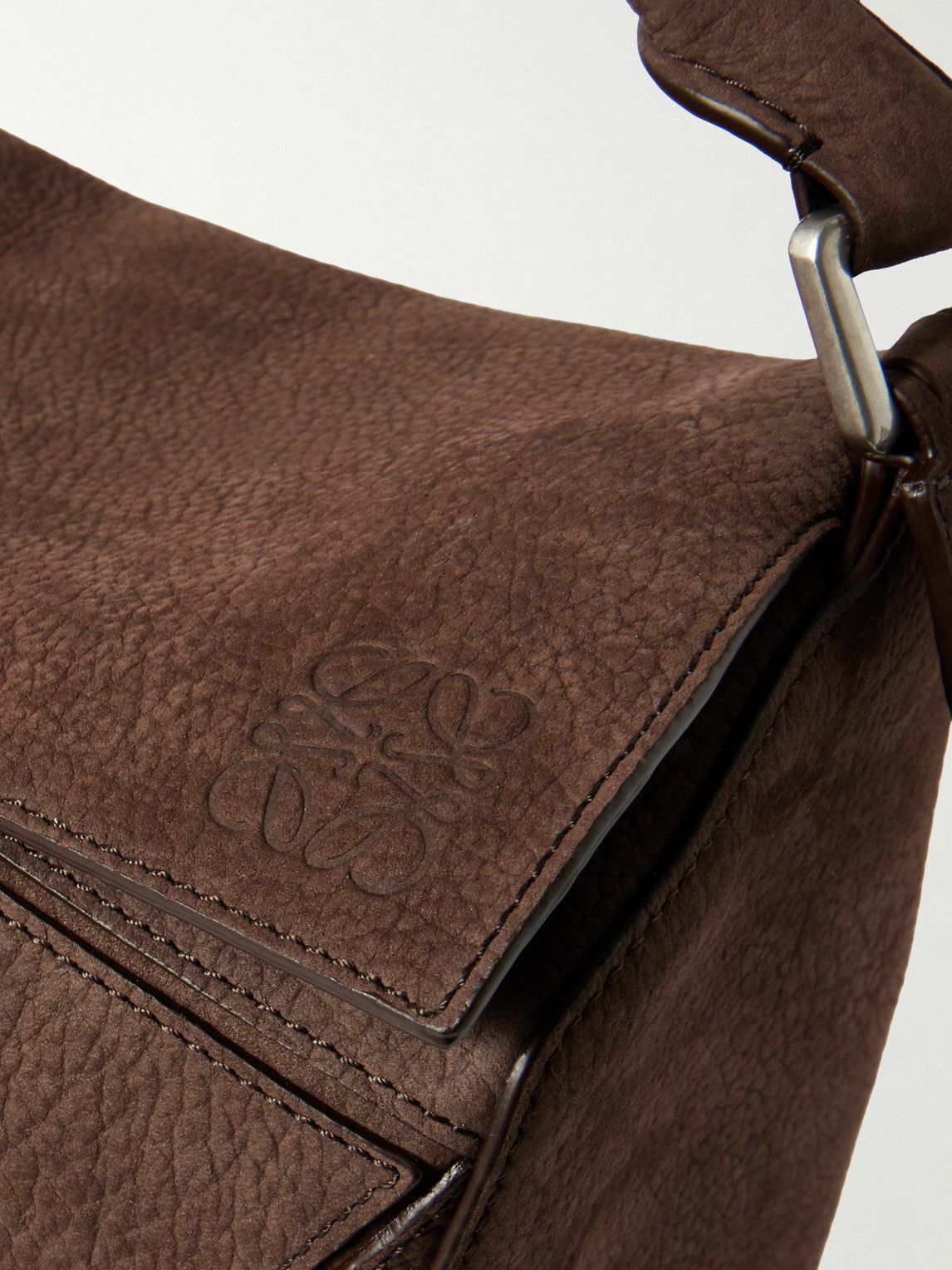 LOEWE - Puzzle Edge Large Logo-Debossed Nubuck Messenger Bag