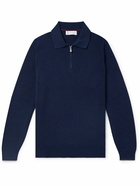 Brunello Cucinelli - Ribbed Cashmere Half-Zip Sweater - Blue