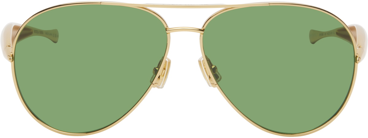 Bottega Veneta Gold Sardine Aviator Sunglasses Bottega Veneta