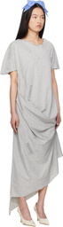 Ashley Williams Gray Comb Embossed Draped Midi Dress