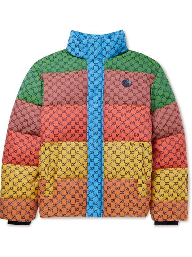 Photo: Gucci - Striped Logo-Jacquard Cotton-Blend Canvas Down Jacket - Multi