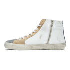 Golden Goose White and Green Slide High-Top Sneakers