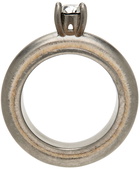 MM6 Maison Margiela Silver & Beige Flocked Display Ring