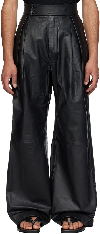 Photo: Aaron Esh Black Pleated Leather Trousers