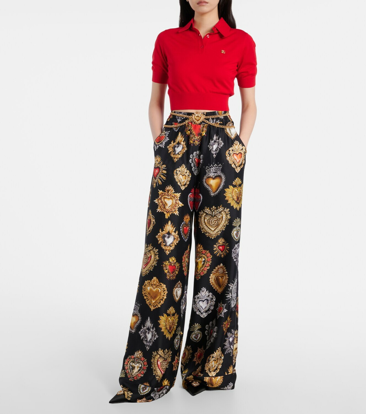 Dolce&Gabbana Knitted cashmere and silk polo shirt