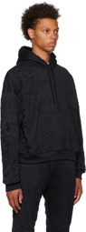 John Elliott Black Crinkled Hoodie