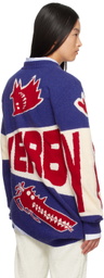 Charles Jeffrey LOVERBOY Blue & Red Topsy Turvy 'Loverboy' Logo Sweater
