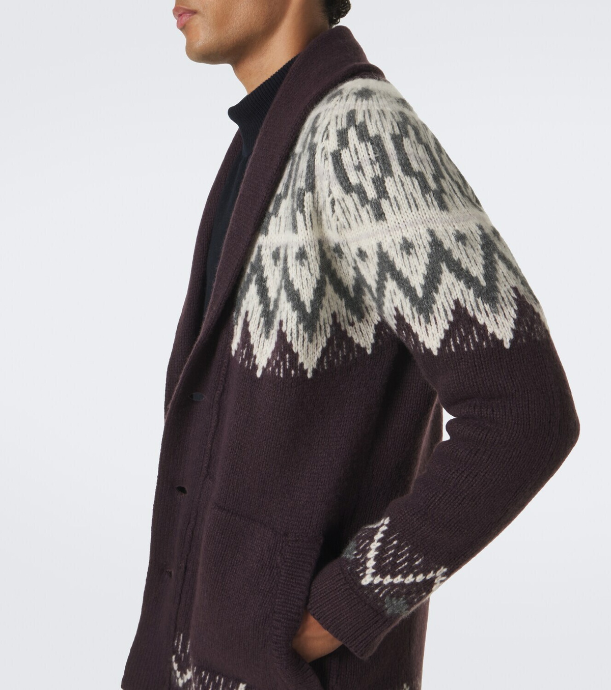 Eleventy Chevron cashmere and silk intarsia cardigan