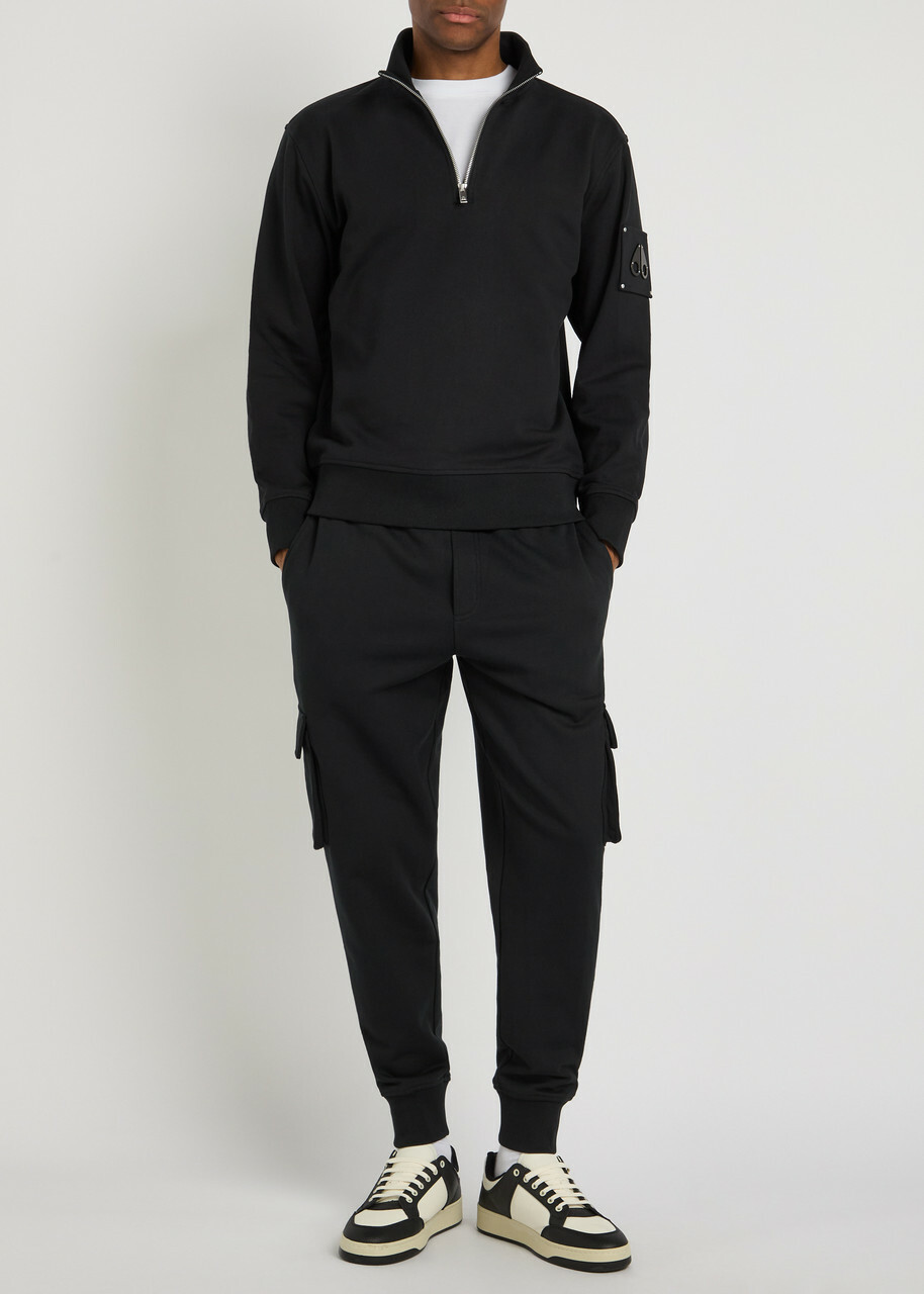 Moose Knuckles Hartsfield Tapered-leg Cotton Cargo Sweatpants Black