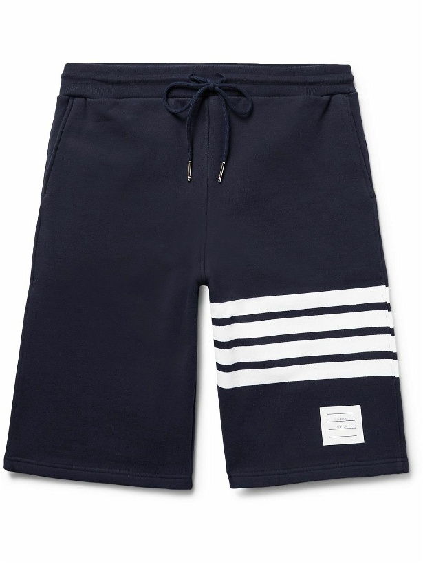 Photo: Thom Browne - Striped Loopback Cotton-Jersey Shorts - Blue