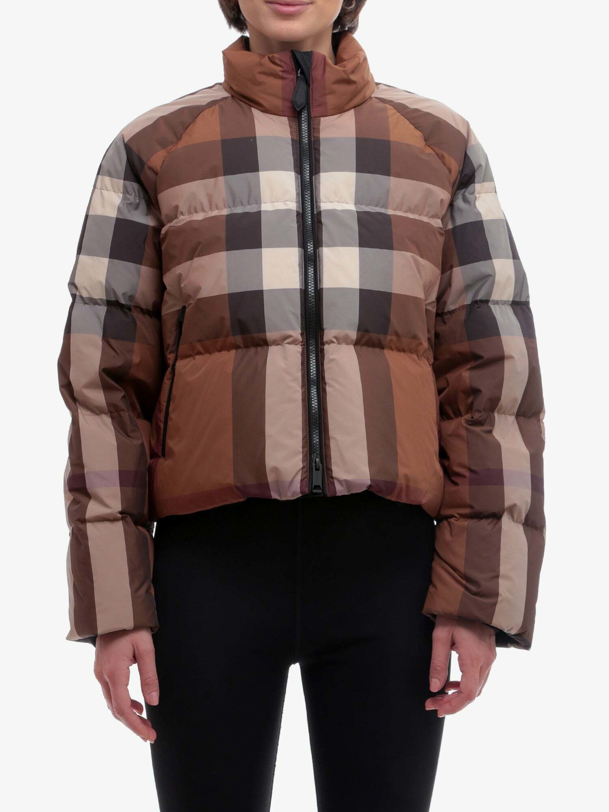 ダウンジャケット・コート BURBERRY BROWN DRANEFELD DOWN JACKET Burberry Waisted Check Hooded Jacket | Neiman Marcus