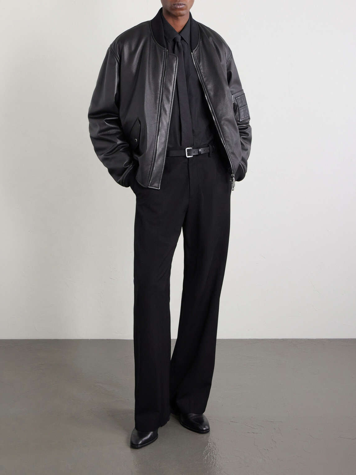 Dolce&Gabbana - Padded Full-Grain Leather Bomber Jacket - Black