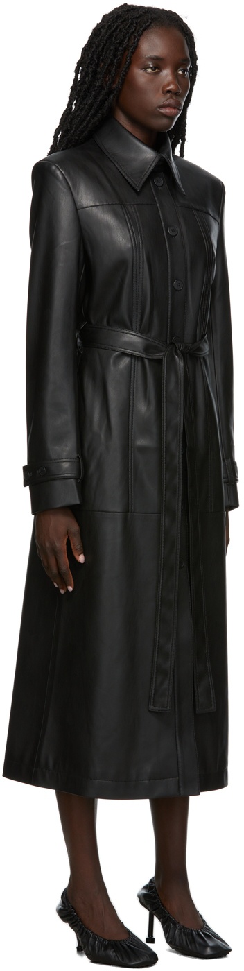 Olēnich Black Eco-Leather Trench Coat