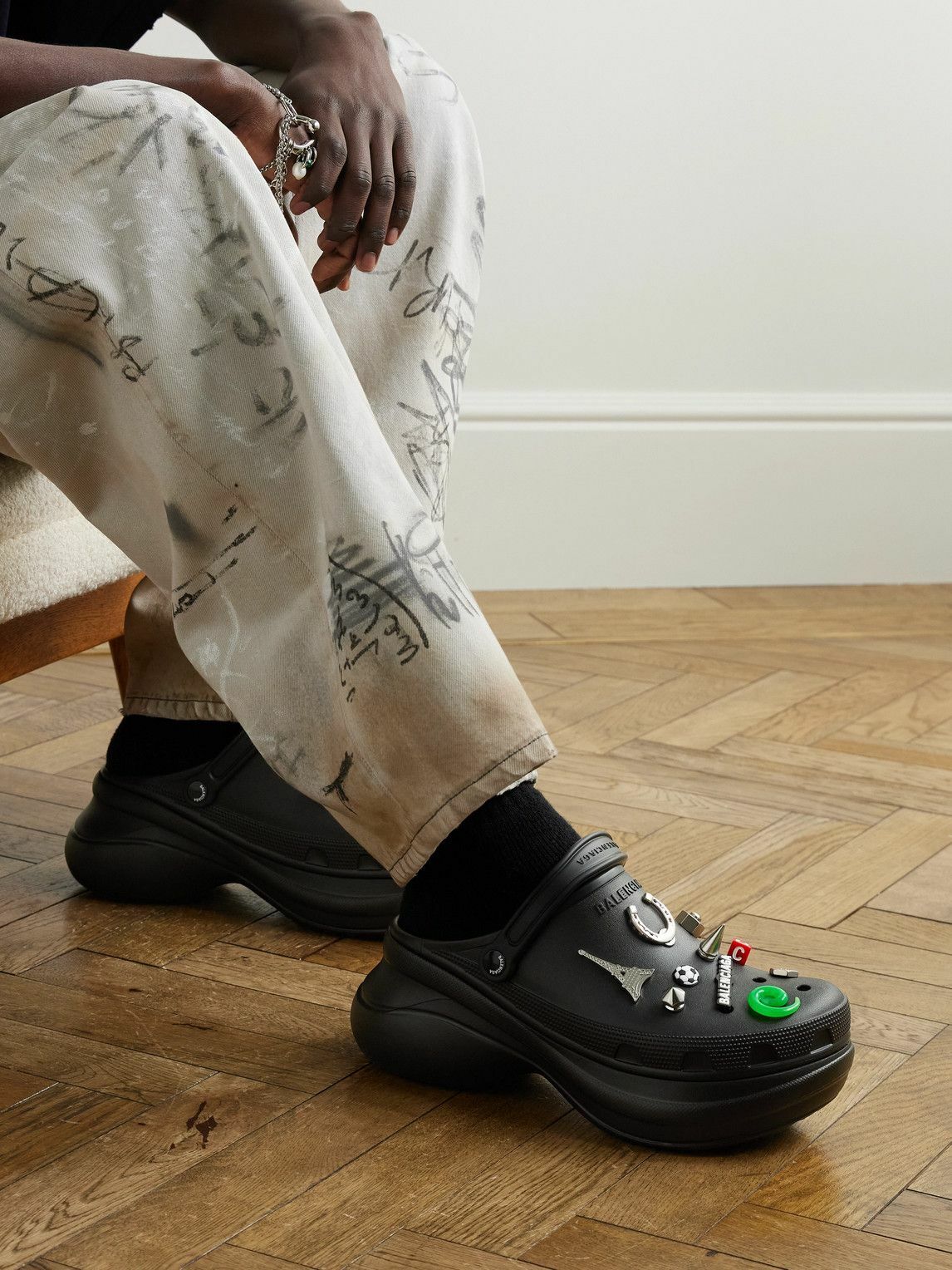 Balenciaga - Crocs™ Embellished Rubber Mules - Black Balenciaga