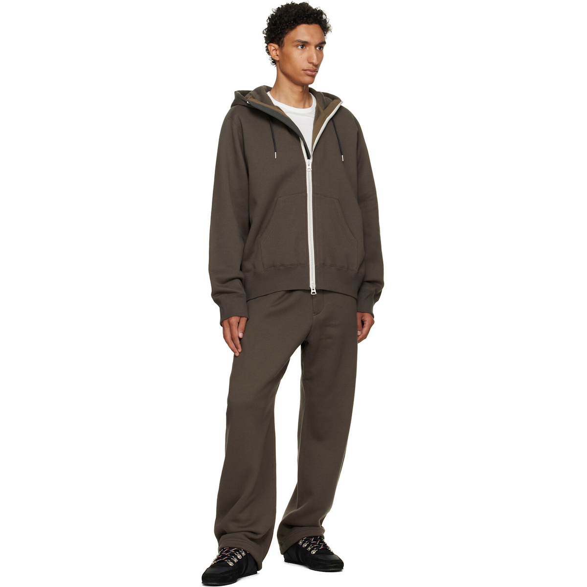sacai Khaki Cotton Jersey Sweatpants
