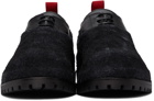 424 Black Suede-Covered Derbys