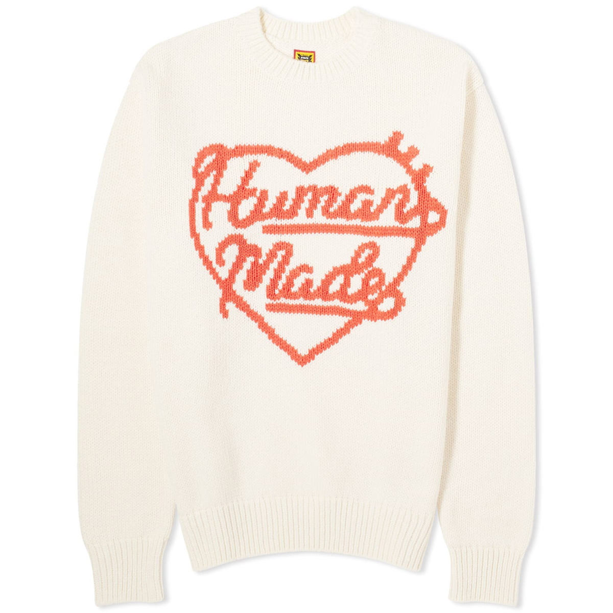 Photo: Human Made Men's Knitted Heart Crew Neck Jumper in White