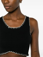 AISLING CAMPS Black Whipstitch Cropped Knit Vest