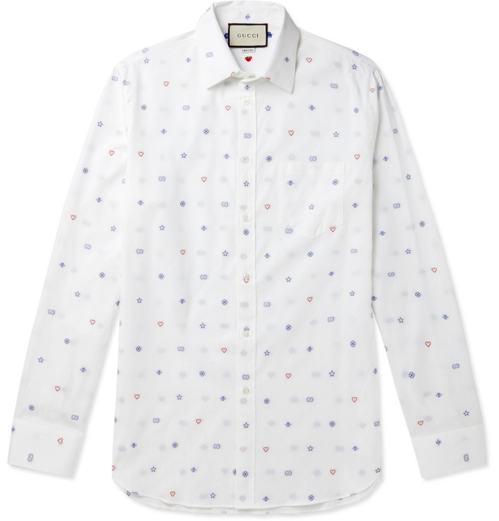 Photo: Gucci - Embroidered Cotton Shirt - White