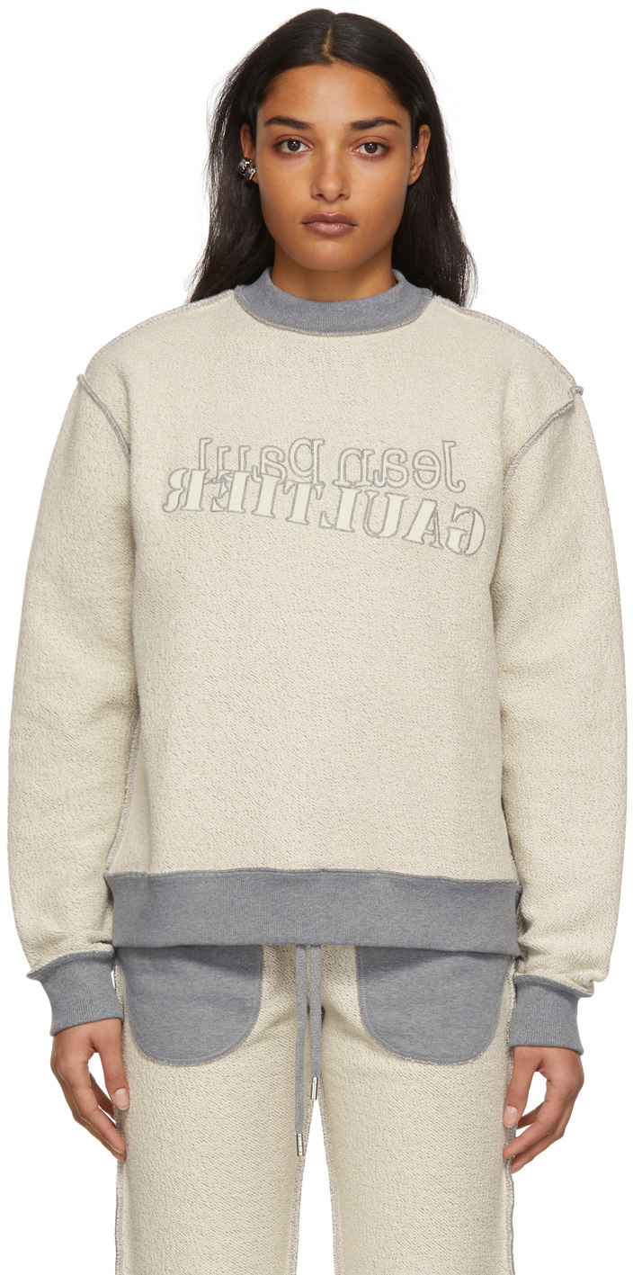 Jean Paul Gaultier Off-White & Grey Inside-Out Sweatshirt Jean