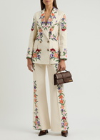 Borgo DE Nor Quinn Floral-print Stretch-cotton Blazer Cream