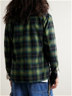 Greg Lauren - Shawl-Collar Checked Cotton-Flannel Western Shirt - Green