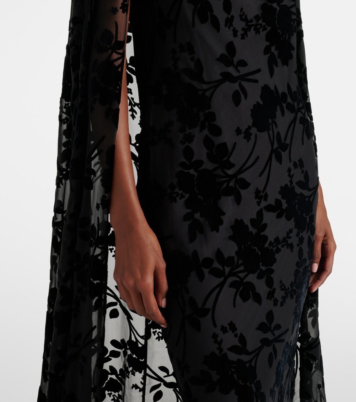 Rodarte Caped floral velvet devoré gown