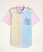Brooks Brothers Men's Regent Regular-Fit Short-Sleeve Sport Shirt, Poplin Fun Stripe