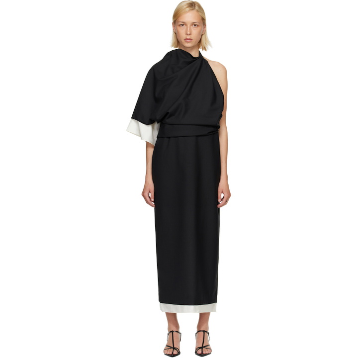 Photo: Róhe Black & White Draped Open Back Midi Dress