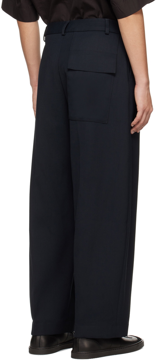 Studio Nicholson Navy Ellis Trousers Studio Nicholson