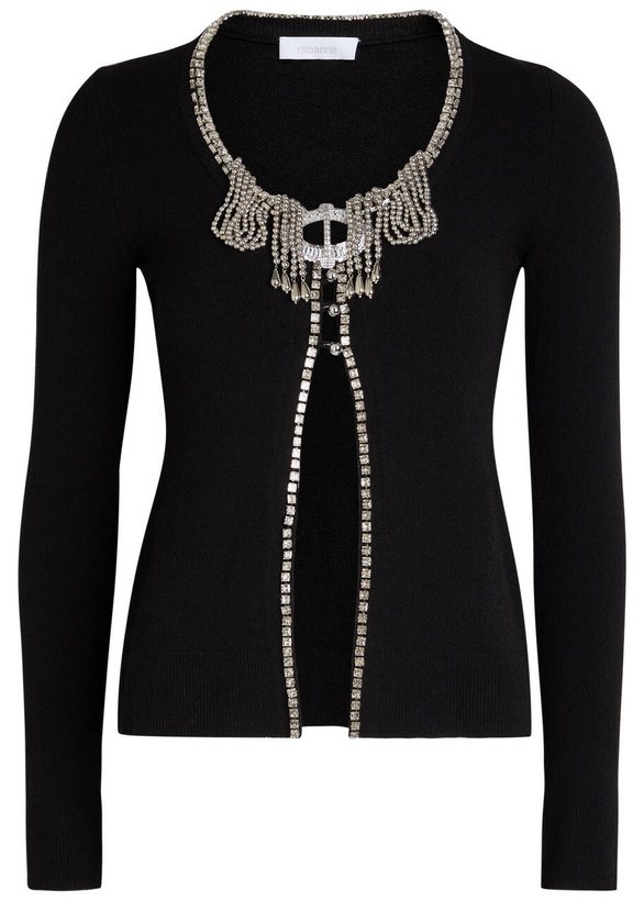 Photo: Rabanne Embellished Open-front Cardigan Black