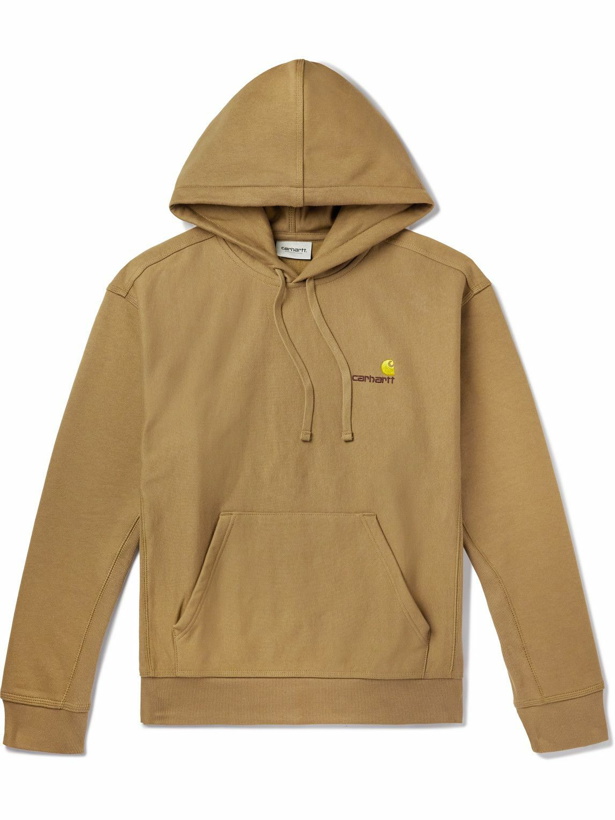 Photo: Carhartt WIP - American Script Logo-Embroidered Cotton-Blend Jersey Hoodie - Brown