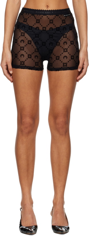 Photo: Marine Serre Black Recycled Mesh Flock Shorts