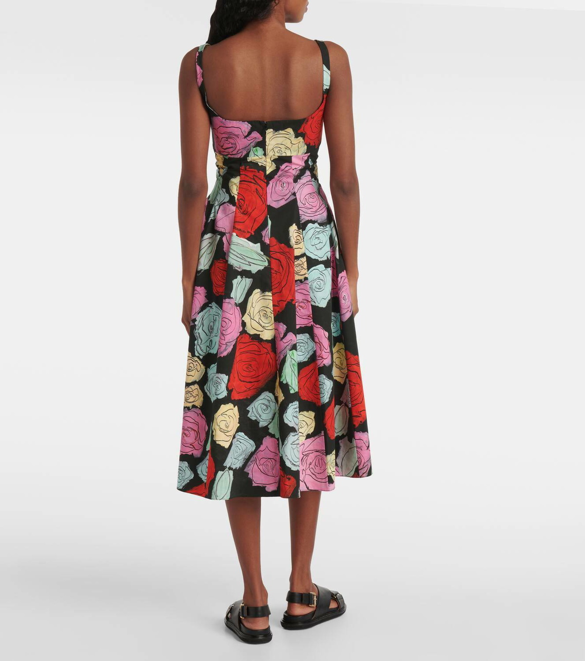 Marni Floral cotton poplin midi dress