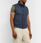 Brunello Cucinelli - Slim-Fit Quilted Wool, Silk and Cashmere-Blend Flannel Down Gilet - Blue