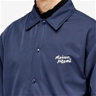Maison Kitsuné Men's Handwriting Logo Coach Jacket in Ink Blue