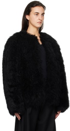 WOOYOUNGMI Black Oversized Fur Jacket