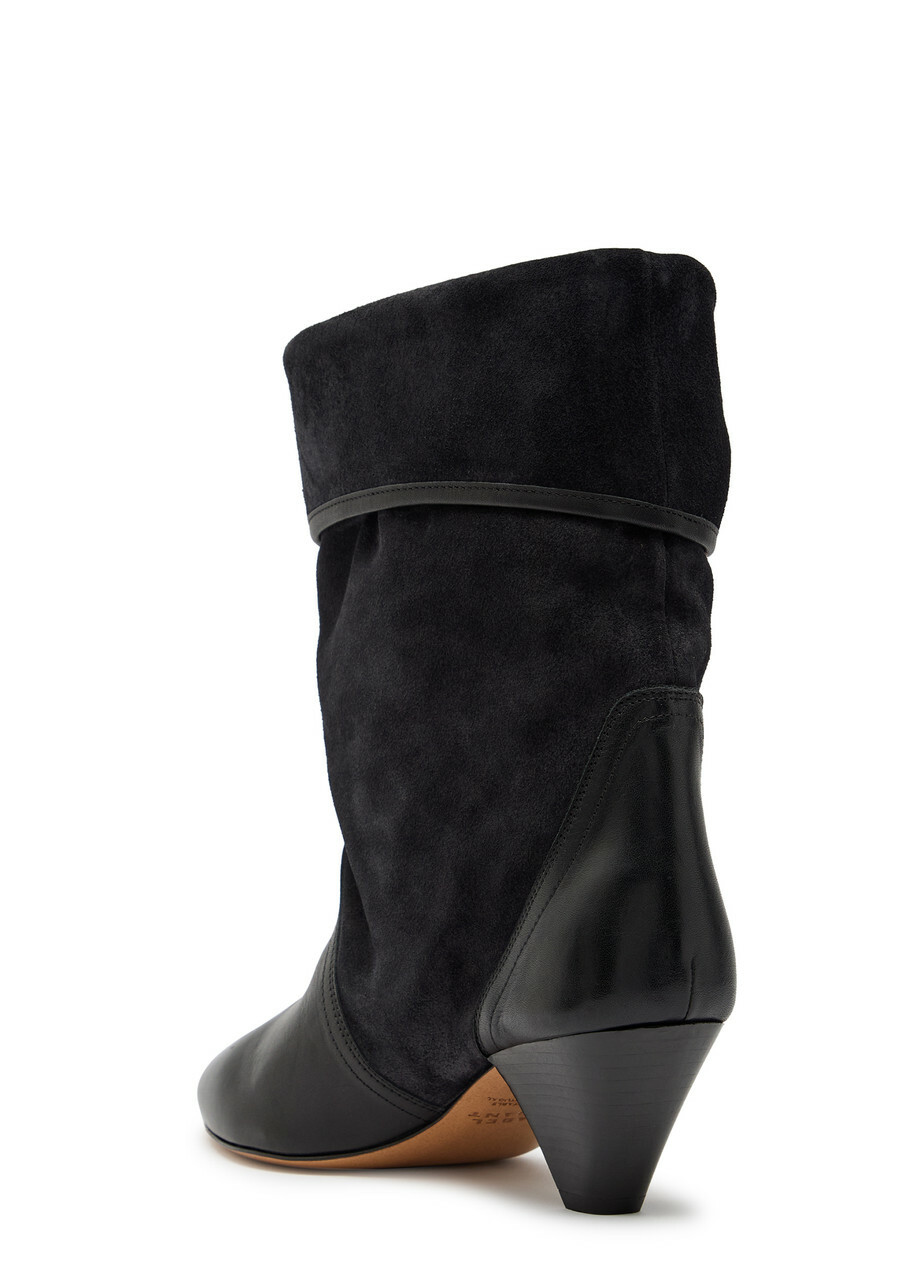 Isabel Marant étoile Darner Buckle Suede Mid-calf Boots Black