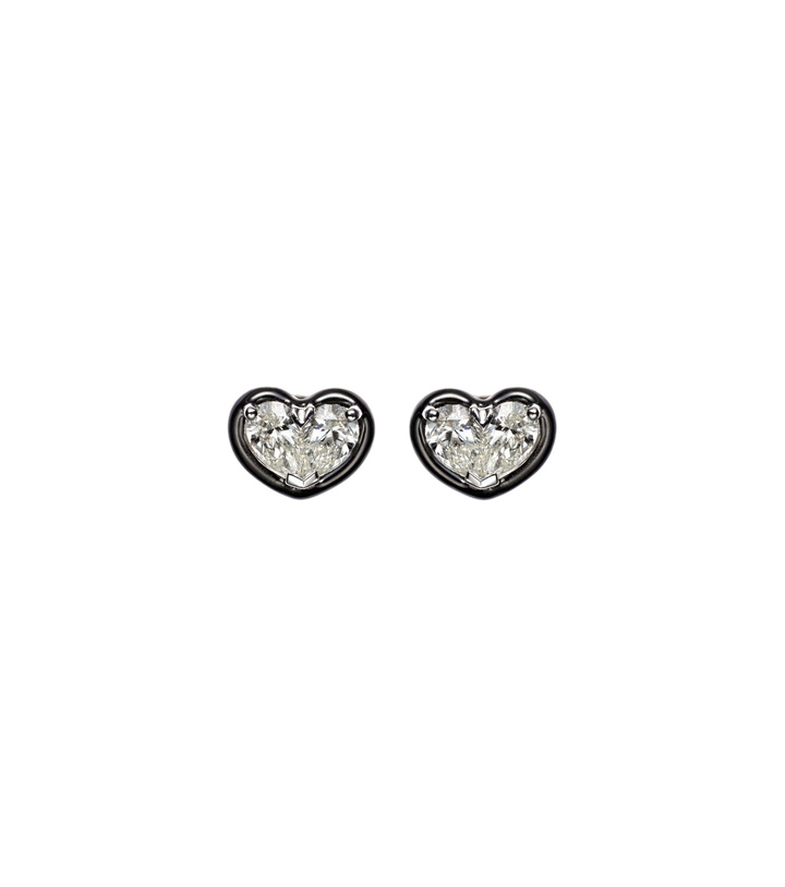 Photo: Kamyen Heartbeats 18kt white gold and enamel earrings with diamonds