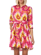 MC2 Saint Barth Woman Linen Short Dress Daisi With Ikat Print