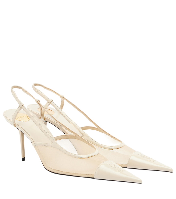 Photo: Saint Laurent Renée mesh and leather slingback pumps