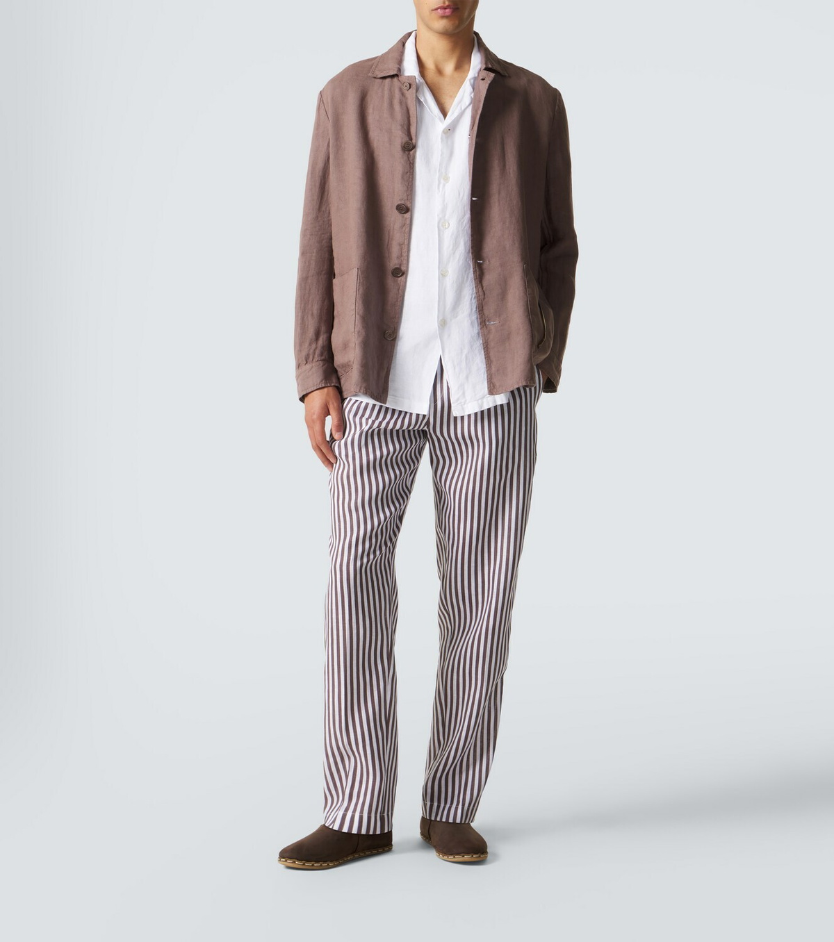Fedeli Striped linen straight pants